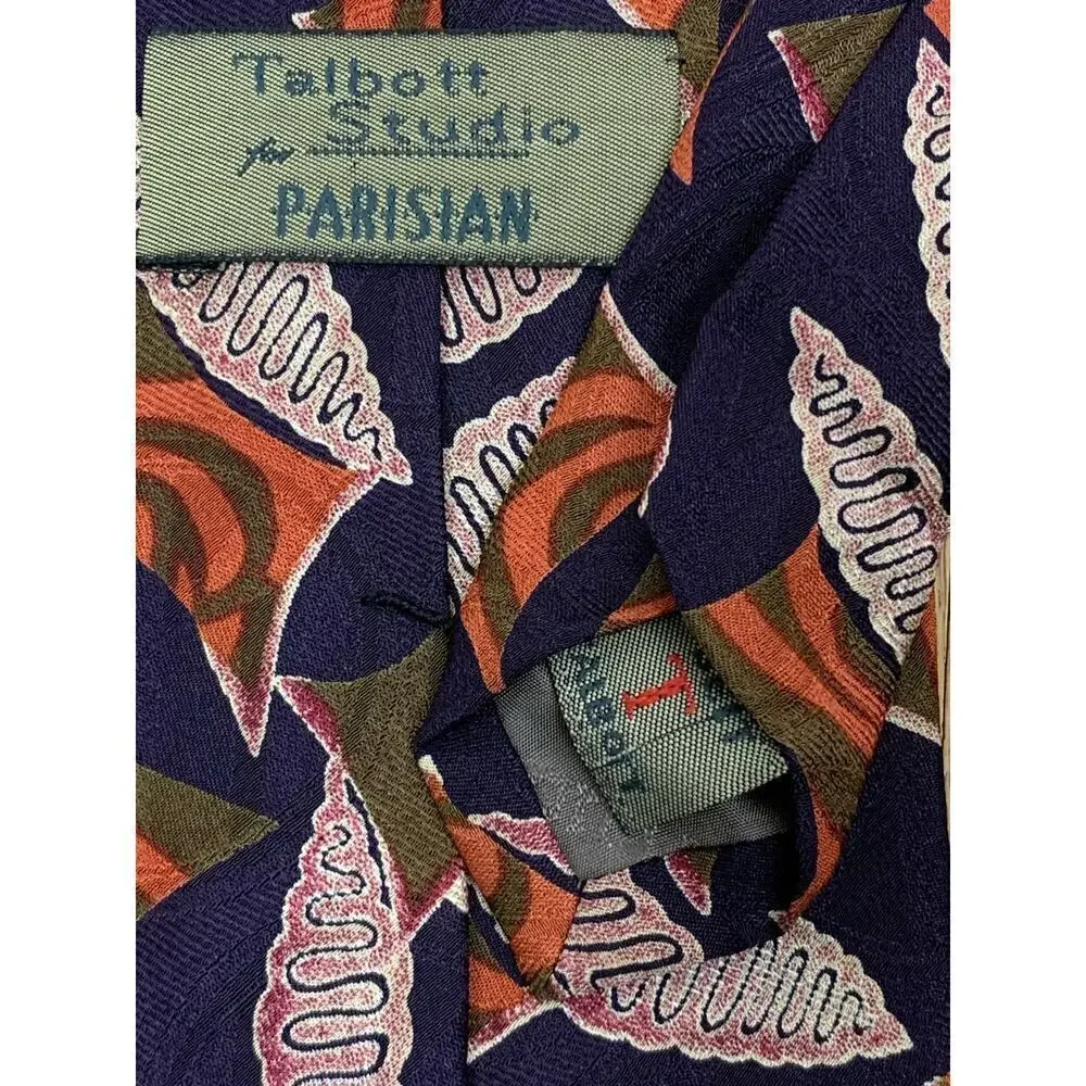 Talbott Studio Black Orange Olive Cream Silk Tie SALE